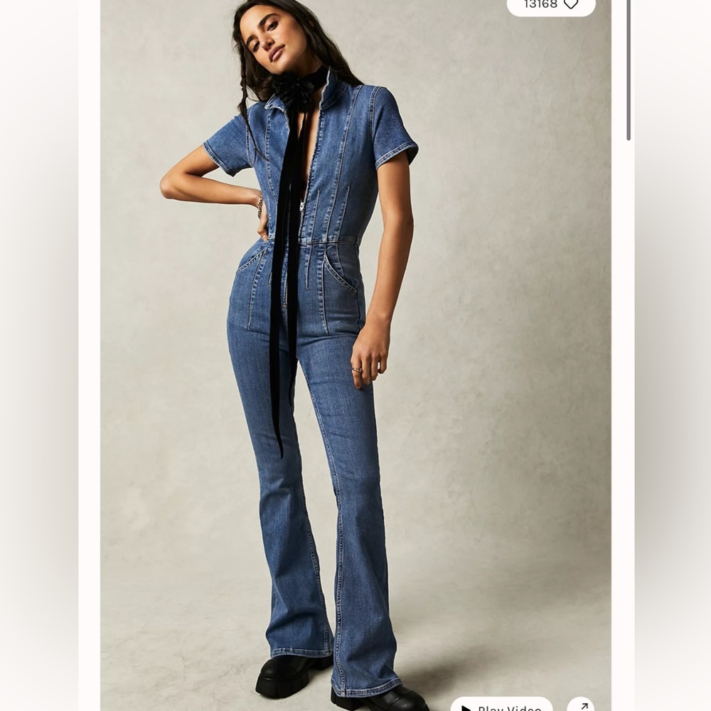 Free People We The Free Jayde Flare Fitted Zipped up Jumpsuit S